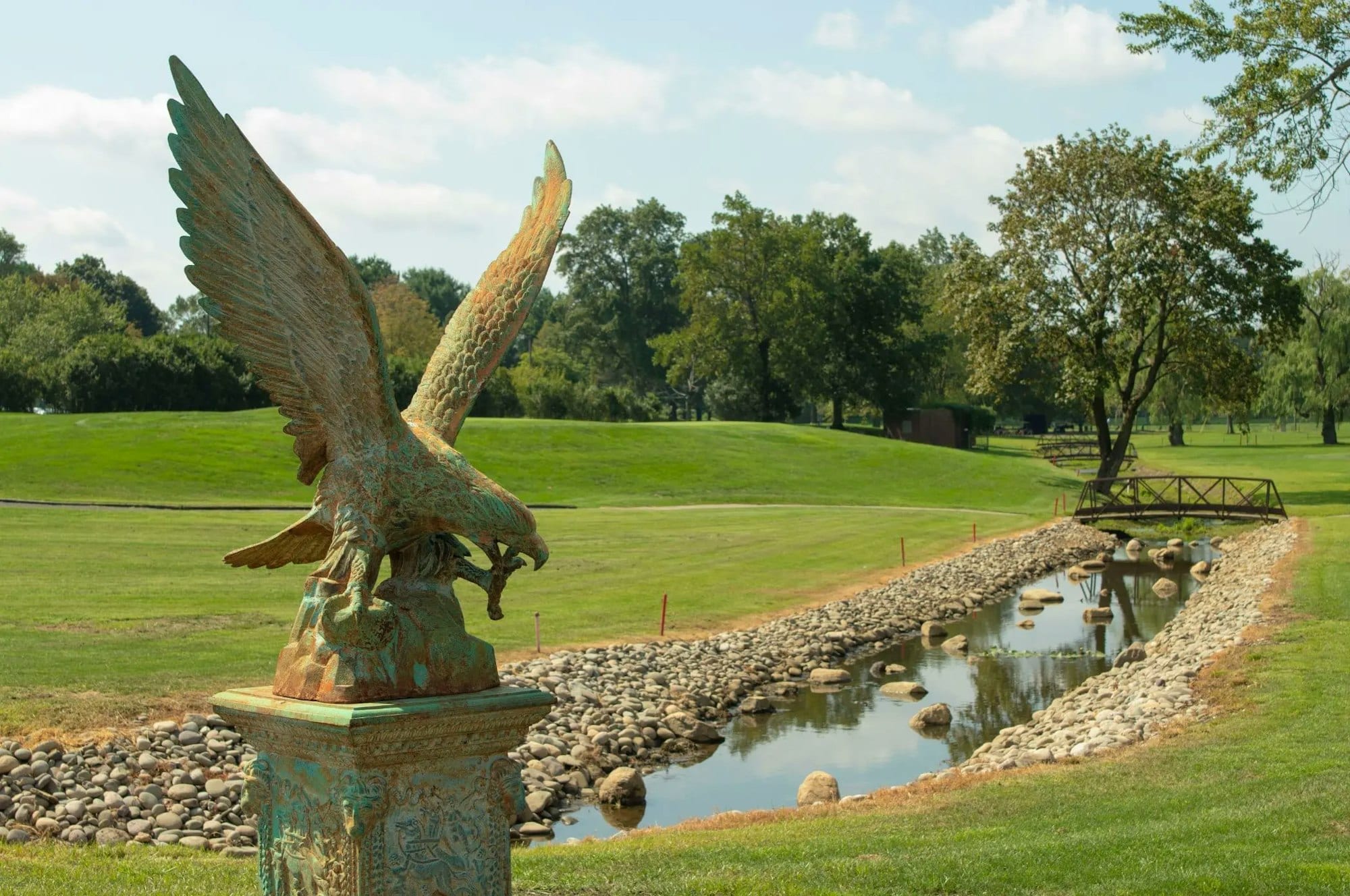 The eagle statue on the golf-course grounds at Suneagles, home of TillingHouse in Eatontown, NJ